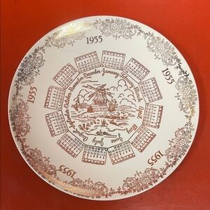 Vintage 1955 Calendar Plate